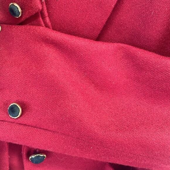 Koret Wool Red Black Velvet Collar Vintage 1 Button Two Pockets Lined Jacket 14 - Picture 12 of 14